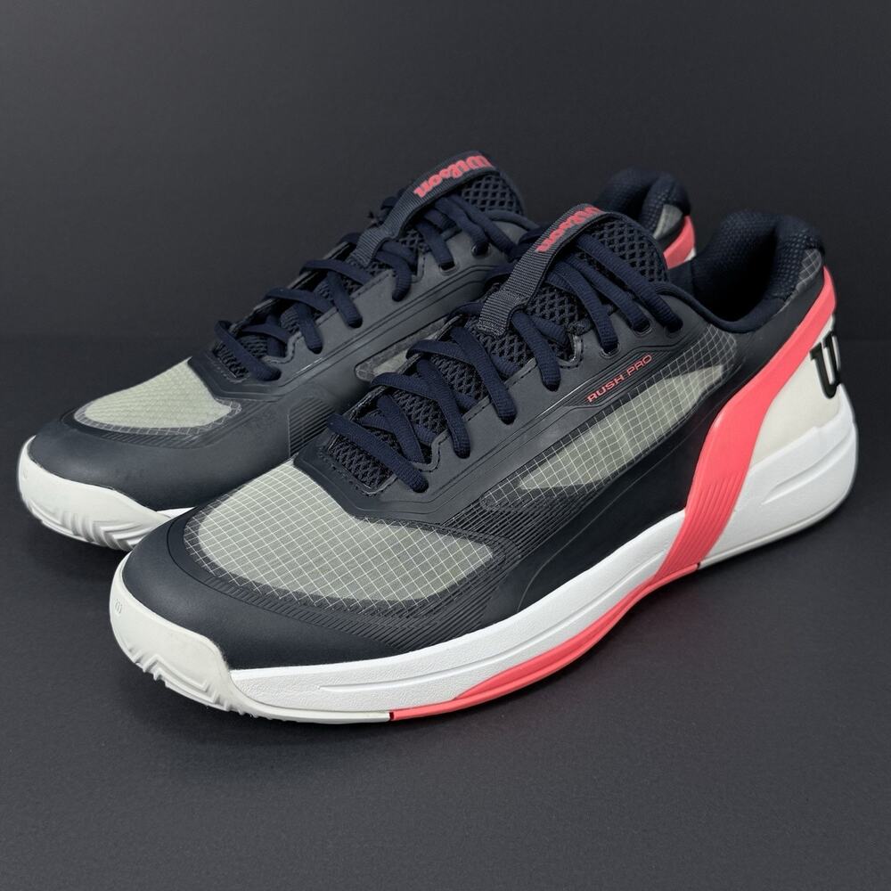 Wilson Rush Pro 5 SAMPLE Men’s Size 10 Tennis Shoes White Blue Red 145464 New